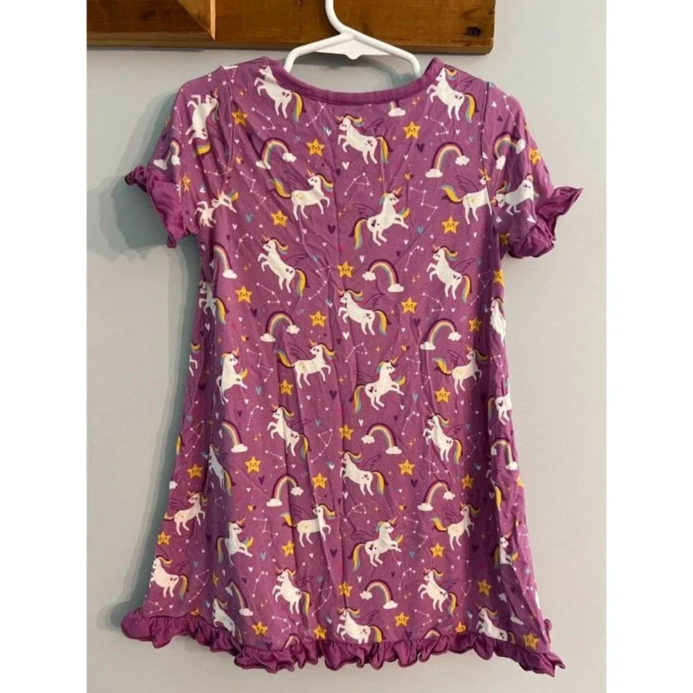 Toddler Girl 4T Bamboo Unicorn Rainbow Purple Nightgown